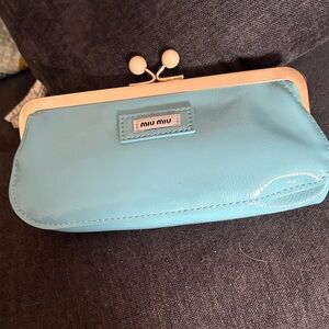 Miu Miu Sky Blue Leather Wristlet